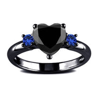 Thumbnail for Black Heart Gemstone Diamond Wedding Ring