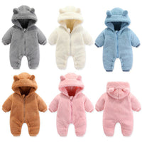 Thumbnail for Coral Fleece Autumn And Winter Thin Bodysuit Newborn Thermal Zipper Onesie Baby Rompers Jumpsuit