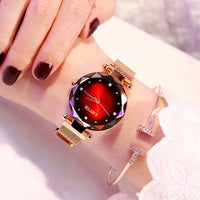 Thumbnail for Rose Gold Women Watches Fashion Diamond Ladies Starry Sky Magnet Watch Waterproof Female Wristwatch