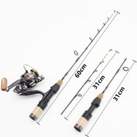 Thumbnail for Double Tip Ice Fishing Winter Spinning Wheel Tackle Set Fishing Rod