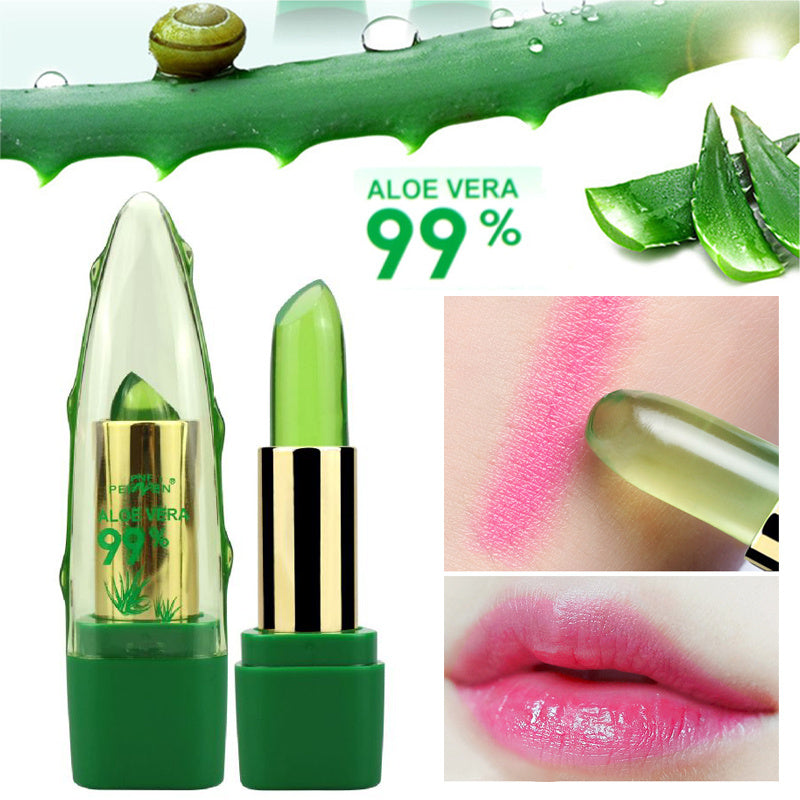 Aloe Vera Gel Color Changing Lipstick Gloss Moisturizer Anti-drying Desalination Fine-grain Lip Blam Care