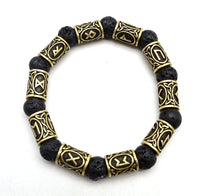 Thumbnail for Asgard Crafted Silver Rune And Black Lava Stone Bracelet