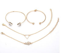 Thumbnail for Trendy Gold Silver Crystal Leaf Moon Arrow Cat Bracelet set for Women Geometric Adjustable Bracelet Bangle Pulseiras