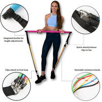 Thumbnail for Fitness Yoga Pilates Bar Portable Gym Accessories Sport Elastic Bodybuilding Resistance Bands For Home Trainer Workout Equipment