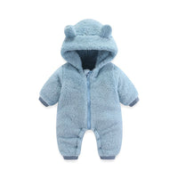 Thumbnail for Coral Fleece Autumn And Winter Thin Bodysuit Newborn Thermal Zipper Onesie Baby Rompers Jumpsuit